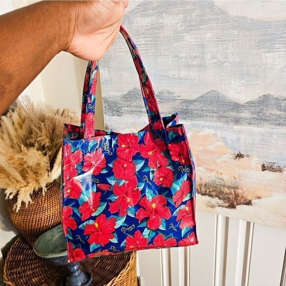 VTG Guam Pacific Ocean Hibiscus Balutan Small Picnic Tote Bag. - Picture 5 of 14